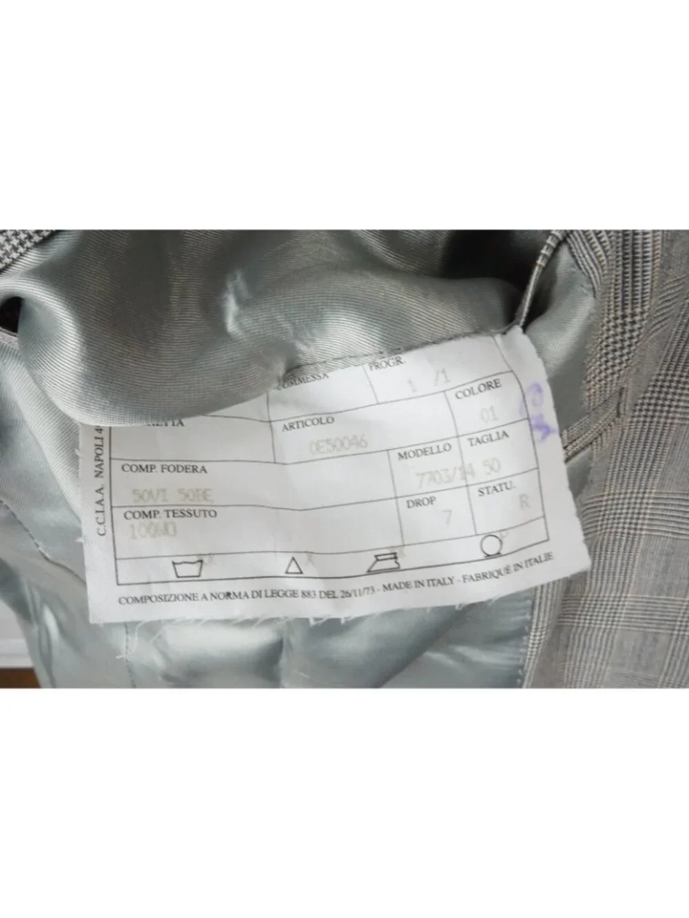 Sartoria Partenopea Gray Plaid Wool 2 Pc Suit Jacket Pants Sz 50 EU BRAND NEW